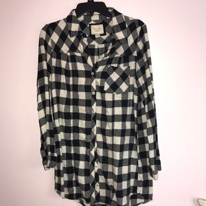 Long Black & White Flannel